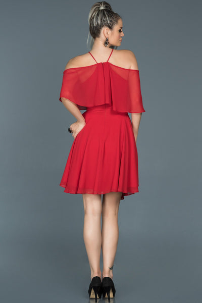  Red Short Chiffon Invitation Gown ABK281 