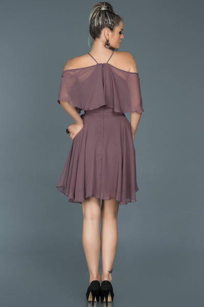  Lavender Short Chiffon Invitation Gown ABK281 