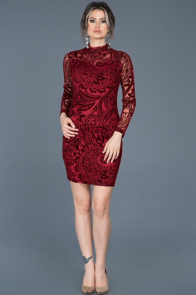 16945 burgundy patterned tulle dress