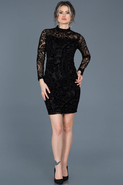 16975 black patterned tulle dress