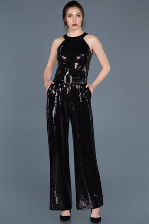 10143 Black Sequined Evening Jumpsuit