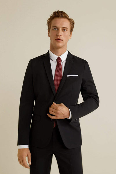  Men's Black Super Narrow Suit Blazer Jacket 43000489 