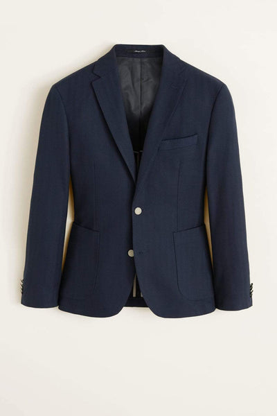  Men's Blue Slim Houndstooth Woven Blazer Jacket 43063695 