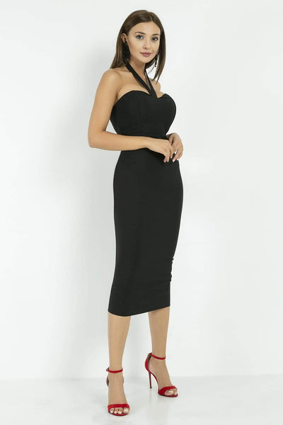  Crepe Black Pencil Dress 9YEL522K179 