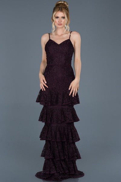  Violet Long Laced Fish Evening Dress ABU679 
