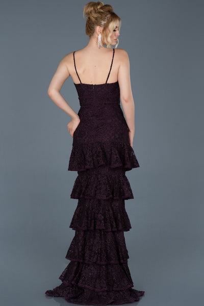  Violet Long Laced Fish Evening Dress ABU679 