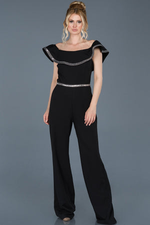10130 Black Boat Collar Jumpsuit