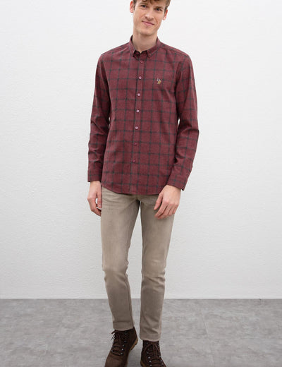 17648 Claret Red US POLO ASSN Check Shirt