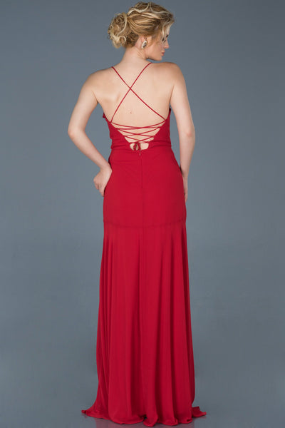  Red Long Leg Low-Cut Homecoming Dress ABU804 