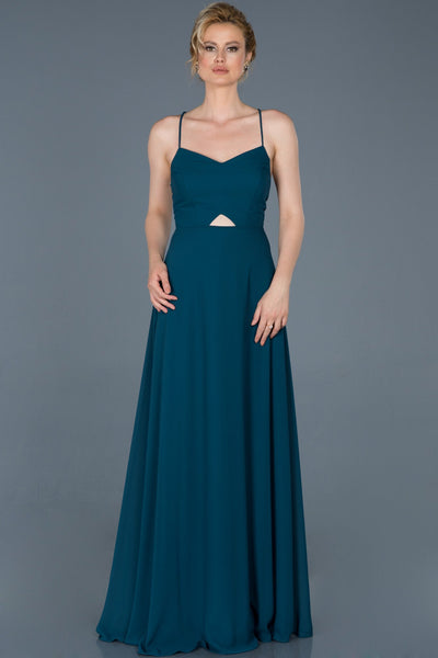   Green Backless Chiffon Evening Dress ABU070 