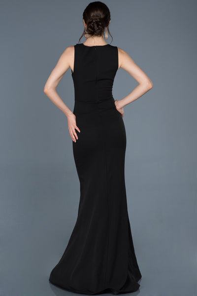  Black Long Low-Cut Fish Evening Dress ABU825 