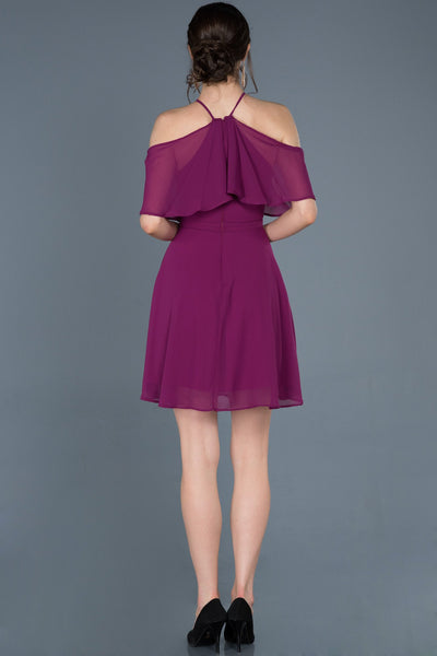  Violet Short Chiffon Invitation Gown ABK281 