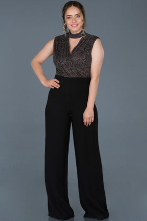 10145 Black Shimmer Detail Jumpsuit