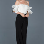 10121 Black-Ecru Off-Shoulder Jumpsuit