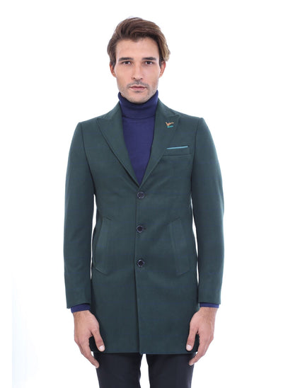 3896 Green Jacket Collar Coat