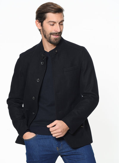 4017 Navy Blue Plain Coat