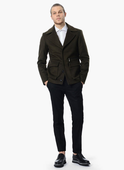 3889 Khaki Wool Short Coat