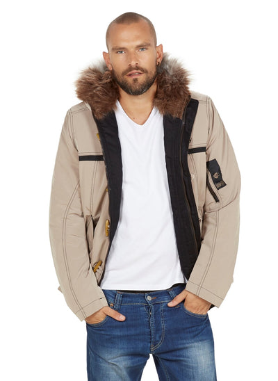 4007 Beige Hooded Coat