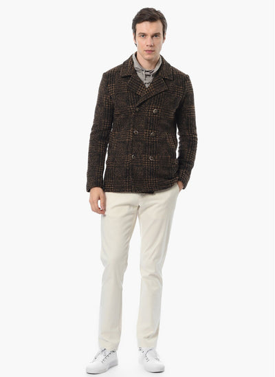 3964 Camel Double Breasted Jacket Collar Coat