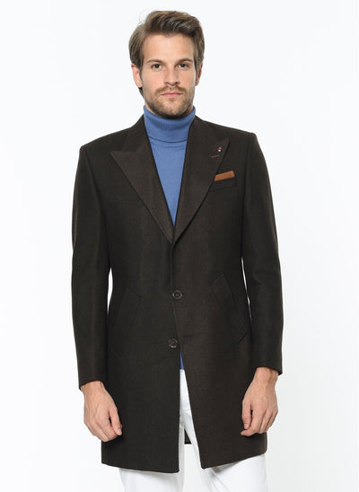 3966 Brown Jacket Collar Coat