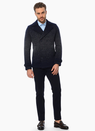 3926 Navy Patterned Coat