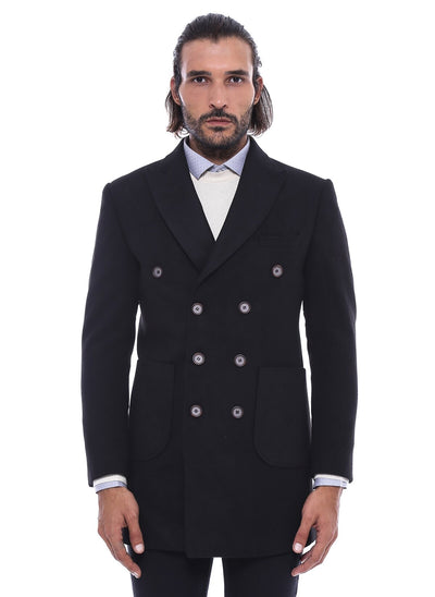 3980 Black Jacket Collar Coat
