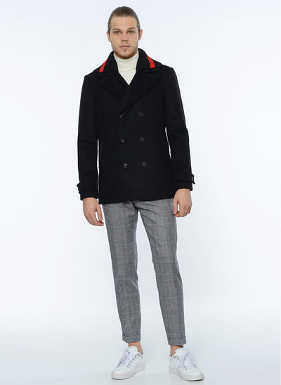 3959 Black Double Breasted Coat