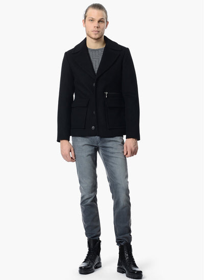 4025 Black Jacket Collar Coat