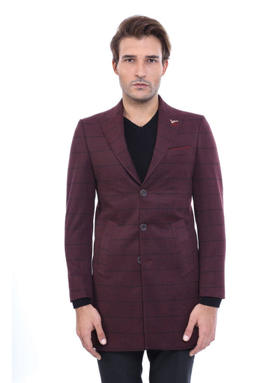 3910 Bordeaux Striped Coat