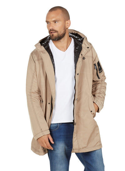 3922 Beige Hooded Coat