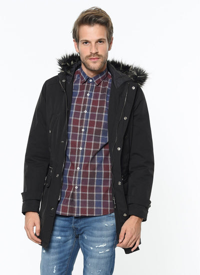 3955 Black Hooded Coat