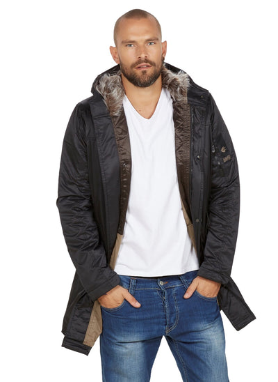 3865 Black Hooded Puffer Coat