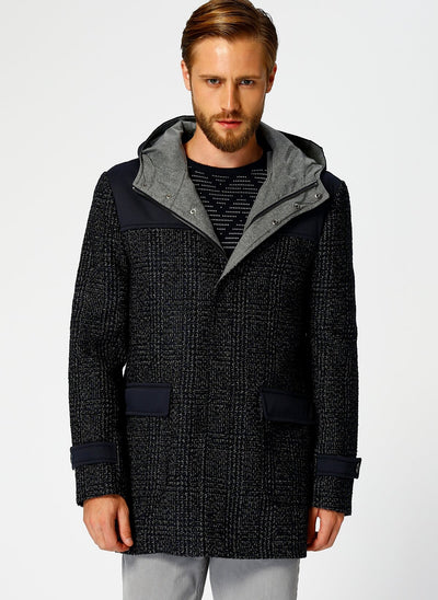 3921 Navy Patterned Coat