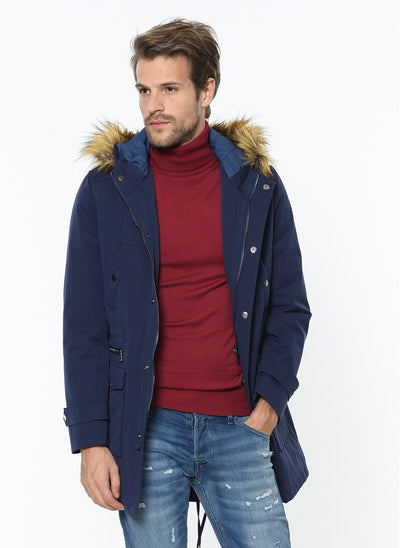 3972 Navy Hooded Coat
