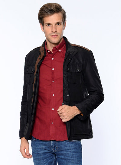 3912 Black Leather Look Coat