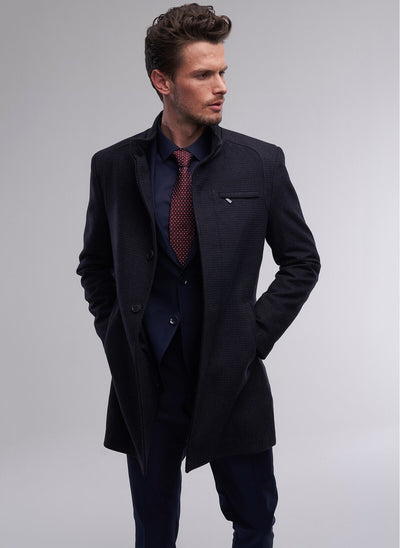 4029 Navy Patterned Coat