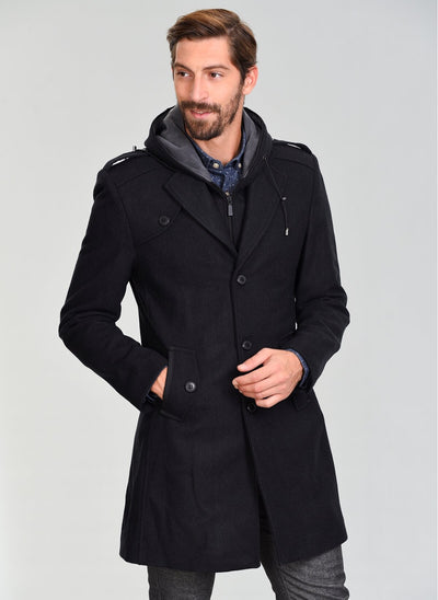 3927 Navy Hooded Coat