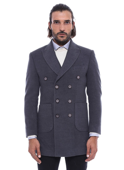 3879 Grey Double Breasted Coat