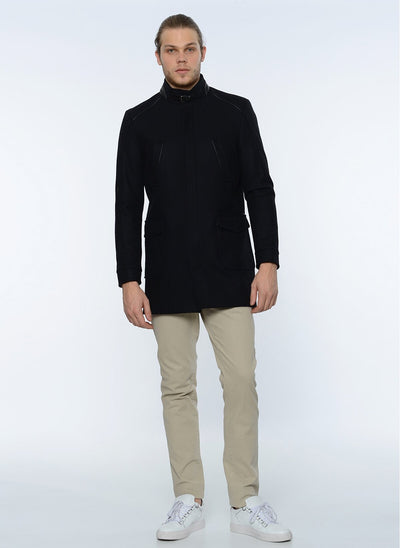 3907 Black Plain Coat