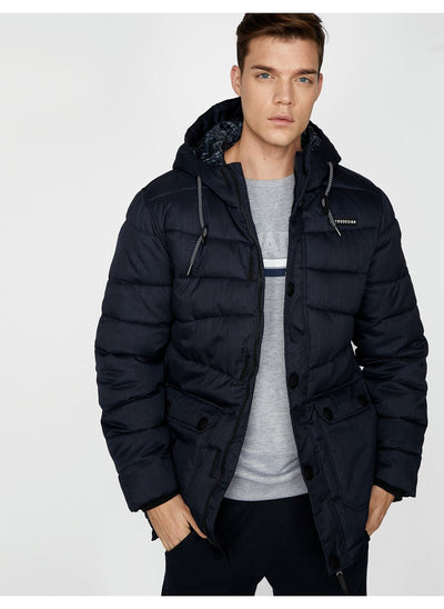 3989 Navy Hooded Puffer Coat