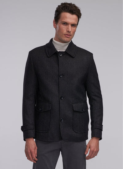 3930 Black-Grey Patterned Coat