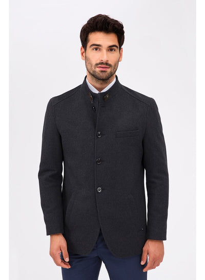 3994 Anthracite High Collar Coat