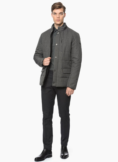 3863 Grey High Collar Coat