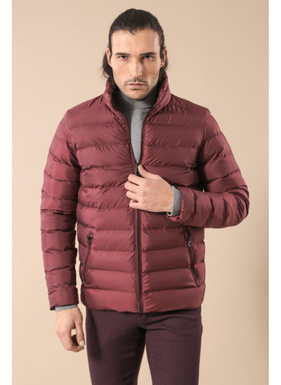 4063 Burgundy Puffer Coat