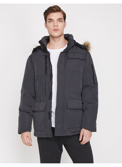 3975 Grey Hooded Coat