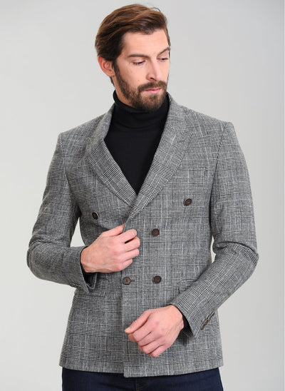 2861 Black Check Double-Breasted Blazer