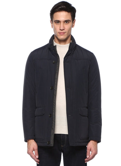 4008 Navy High Collar Coat