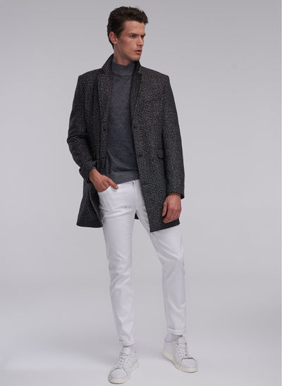 4044 Black-White Check Coat