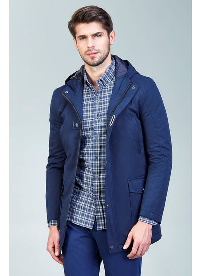 3893 Blue Hooded Coat