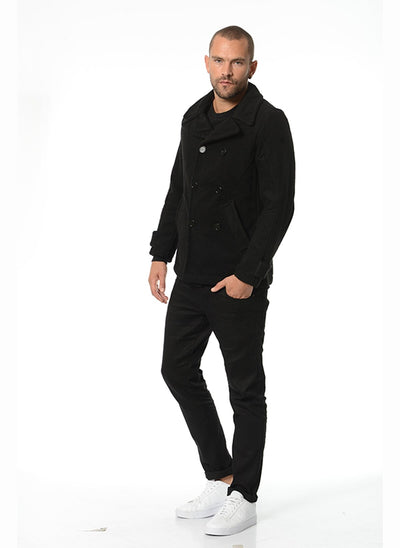 3891 Black Double Breasted Coat